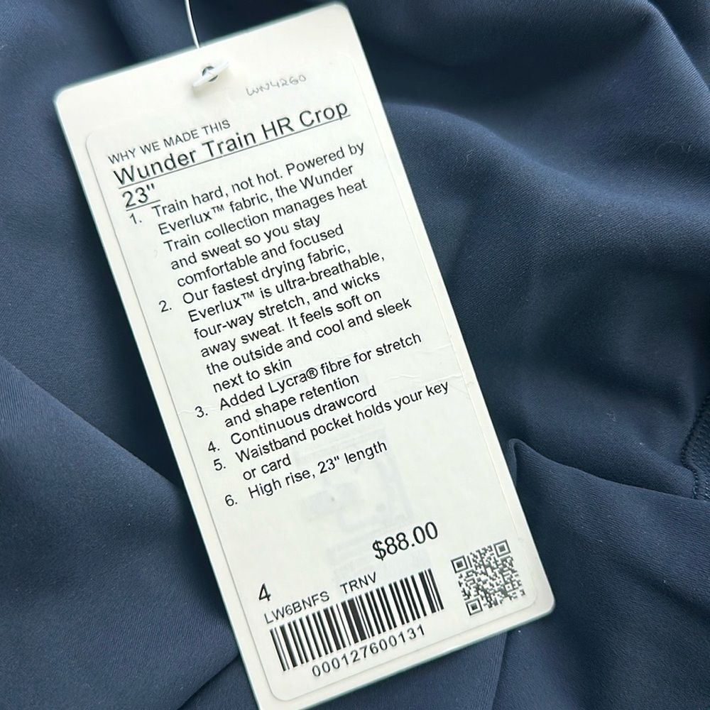 Lululemon Wunder Train High-Rise Crop 23" True Navy Blue Women's Size 4 NWT - Picture 2 of 5
